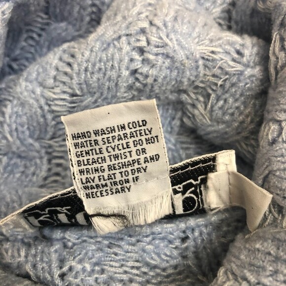 Vintage Richard and Company Women's Light Blue Cable Knit Turtle Neck Sweater XS - Picture 6 of 7